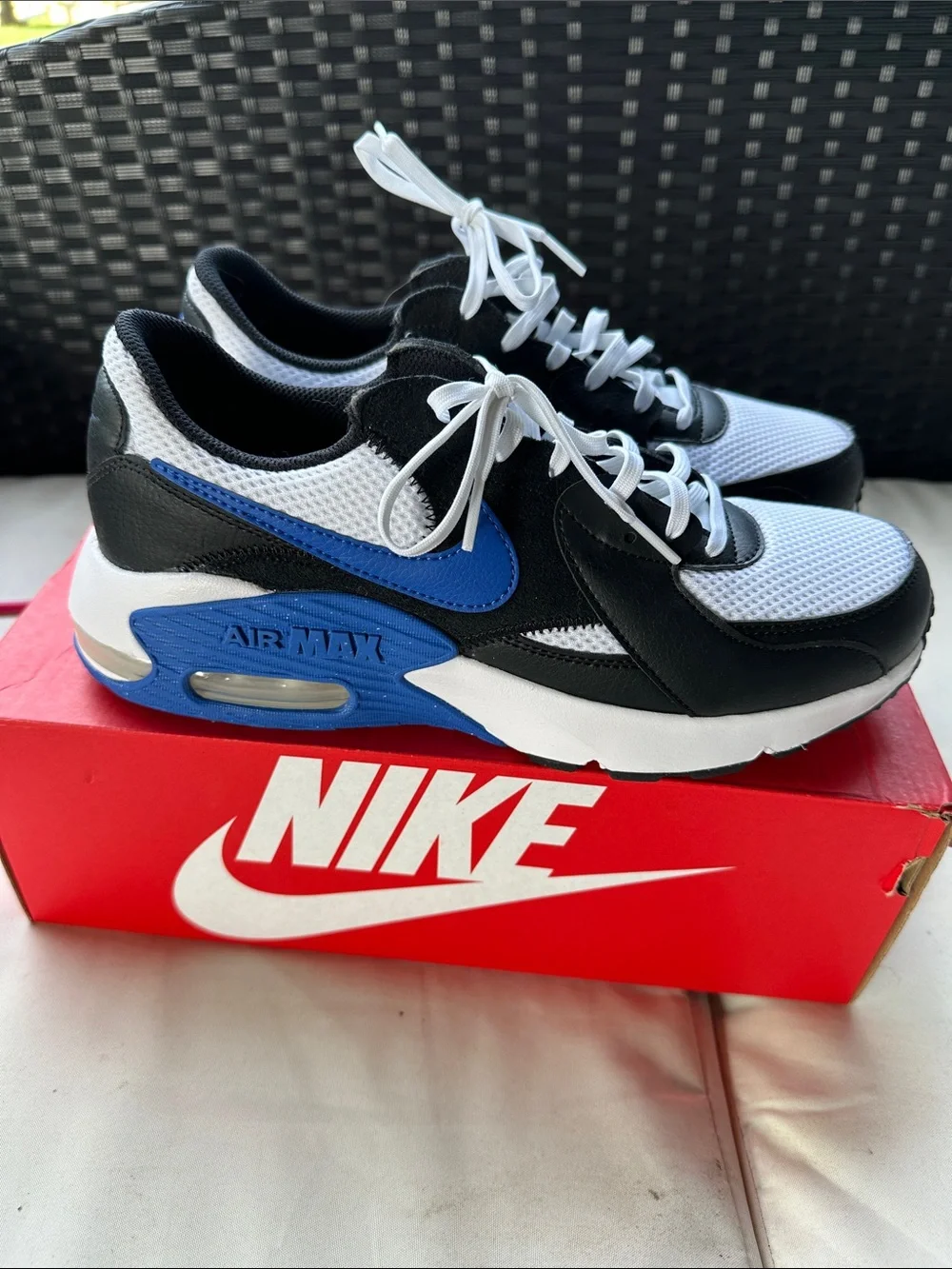 Nike Men’s Black White Blue Low-Top Air Max Sneakers